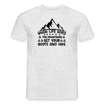 Wenn das Leben dir Berge schenkt - Männer T-Shirt - Grau meliert - Vorne - AI Model Male 178 dark (178cm)