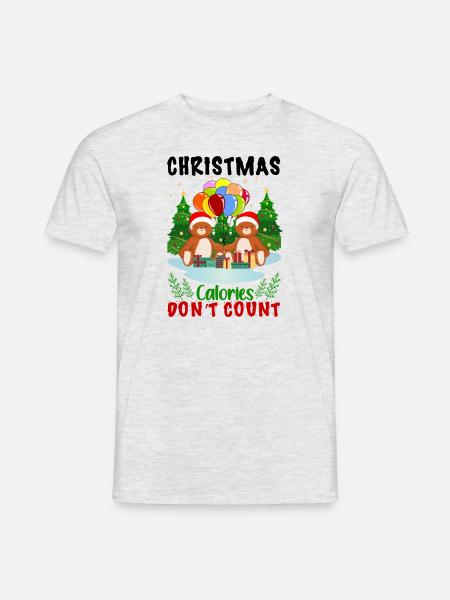Ugly Christmas Ugly Christmas Kalorien Sprüche - Männer T-Shirt - Grau meliert