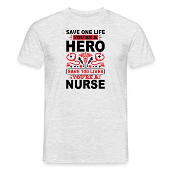 Save a Life Hero 100 Life Nurse - Men's T-Shirt - heather grey - Front - AI Model Male 178 dark (178cm)