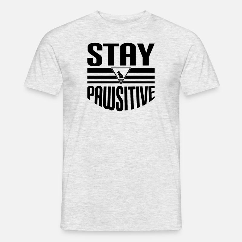 Bleib Pawsitive - Männer T-Shirt - Grau meliert