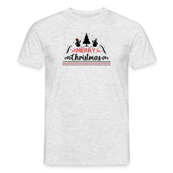 Ugly Christmas Frohe Weihnachten Norweger Muster - Männer T-Shirt - Grau meliert - Vorne - AI Model Male 178 dark (178cm)