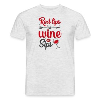 Rote Lippen und Wein - Männer T-Shirt - Grau meliert - Vorne - AI Model Male 178 dark (178cm)