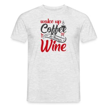 Waking up coffee, doing things, wine - Men's T-Shirt - heather grey - Front - AI Model Male 178 dark (178cm)