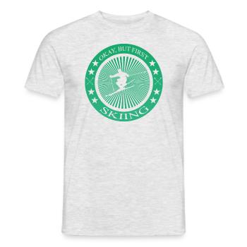 Skiing Spruch Geschenk - Männer T-Shirt - Grau meliert - Vorne - AI Model Male 178 dark (178cm)