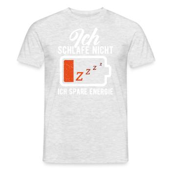 ICH SCHLAFE NICHT. ICH SPARE ENERGIE. - Männer T-Shirt - Grau meliert - Vorne - AI Model Male 178 dark (178cm)