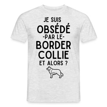 Obsédé par le border collie 1 - T-shirt homme - gris chiné - Devant - AI Model Male 178 dark (178cm)