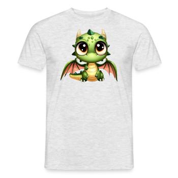 Drachen-Fantasy-Zeichnung - Männer T-Shirt - Grau meliert - Vorne - AI Model Male 178 dark (178cm)