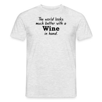 Wine for a better world - Men's T-Shirt - heather grey - Front - AI Model Male 178 dark (178cm)
