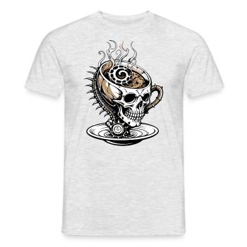Coffee Skull // Totenkopf Kaffee // Koffein FS0116 - Männer T-Shirt - Grau meliert - Vorne - AI Model Male 178 dark (178cm)