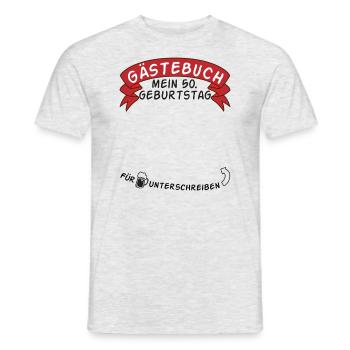 Guestbook My 50th Birthday Gift Idea - Men's T-Shirt - heather grey - Front - AI Model Male 178 dark (178cm)