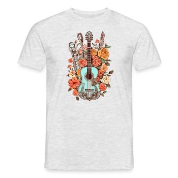 Guitare & Fleurs #1 - T-shirt homme - gris chiné - Devant - AI Model Male 178 dark (178cm)
