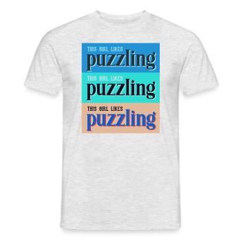 Girl Likes Puzzling Jigsaw Hobby Puzzle - Men's T-Shirt - heather grey - Front - AI Model Male 178 dark (178cm)