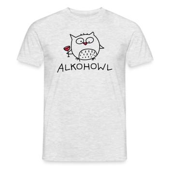 Owl with alcohol - Men's T-Shirt - heather grey - Front - AI Model Male 178 dark (178cm)