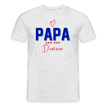 Papa De Mon Coeur Papa D'Amour - T-shirt homme - gris chiné - Devant - AI Model Male 178 dark (178cm)
