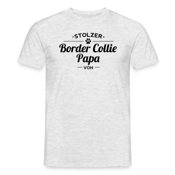 Border Collie-Papa Wunschname - Männer T-Shirt - Grau meliert - Vorne - AI Model Male 178 dark (178cm)