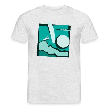 Parapente papier découpé parapente turquoise - T-shirt homme - gris chiné - Devant - AI Model Male 178 dark (178cm)