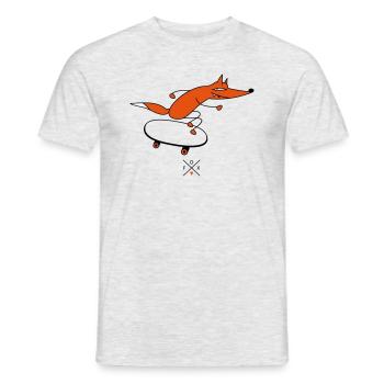 Fuchs als Skater - Männer T-Shirt - Grau meliert - Vorne - AI Model Male 178 dark (178cm)