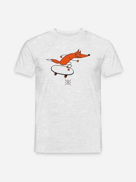 Fuchs als Skater - Männer T-Shirt - Grau meliert