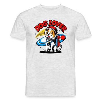 Cute dog as an astronaut in comic style - Men's T-Shirt - heather grey - Front - AI Model Male 178 dark (178cm)