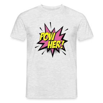 Farben änderbar | Pow her Frau Energie Power - Männer T-Shirt - Grau meliert - Vorne - AI Model Male 178 dark (178cm)