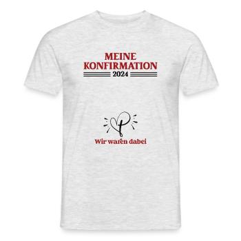 Meine Konfirmation 2024 Gästebuch Glaube Kirche - Männer T-Shirt - Grau meliert - Vorne - AI Model Male 178 dark (178cm)
