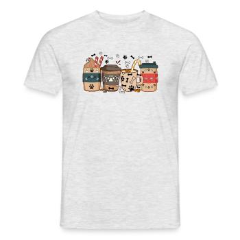 Dog mom coffee lover, warm cozy winter, latte iced - Men's T-Shirt - heather grey - Front - AI Model Male 178 dark (178cm)