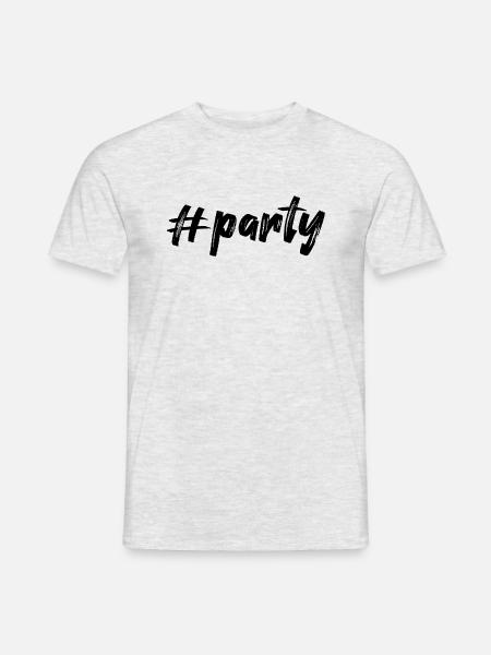 #party, noir - T-shirt homme - gris chiné