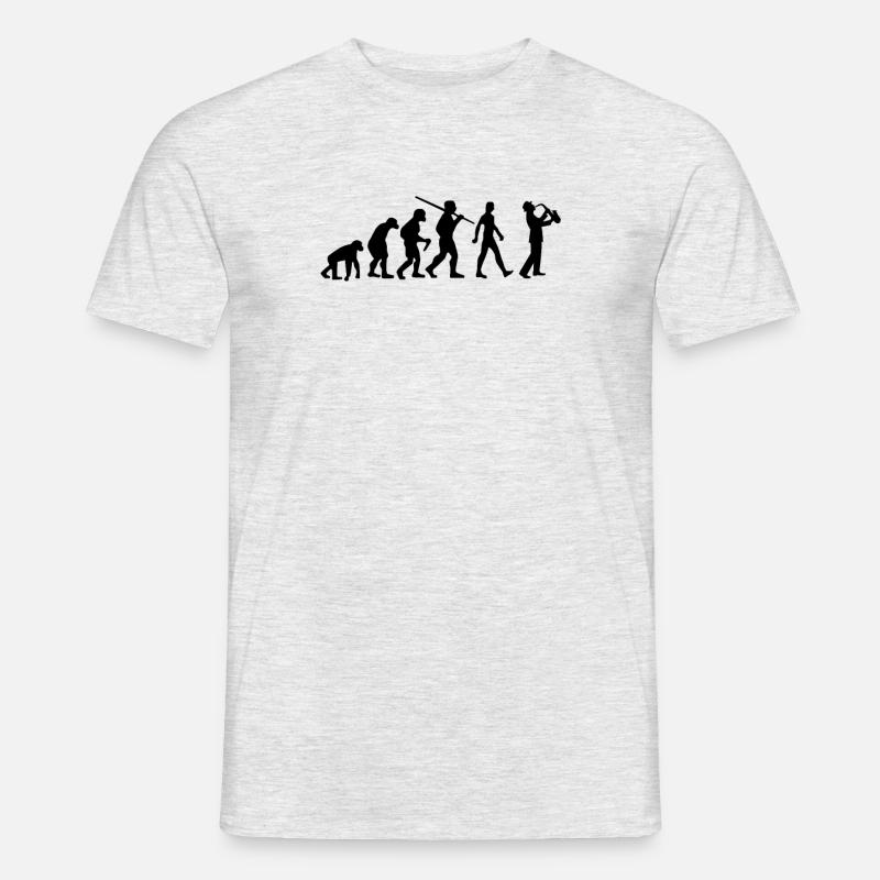 Saxophone Evolution Saxophonist - Männer T-Shirt - Grau meliert