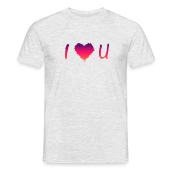 I Love U, Ich liebe Dich - Männer T-Shirt - Grau meliert - Vorne - AI Model Male 178 dark (178cm)