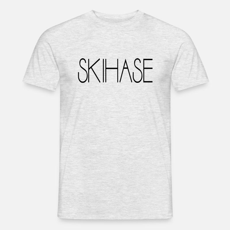 Skihase Skiing Geschenkidee - Männer T-Shirt - Grau meliert