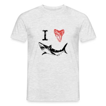 I Love Sharks - Men's T-Shirt - heather grey - Front - AI Model Male 178 dark (178cm)