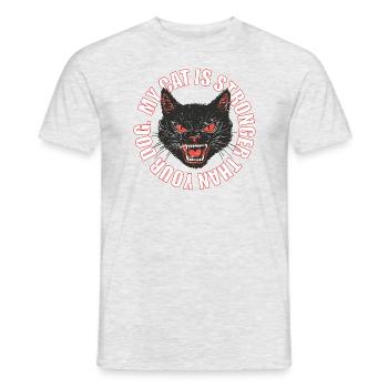 Mon chat est plus fort que votre chien - T-shirt homme - gris chiné - Devant - AI Model Male 178 dark (178cm)