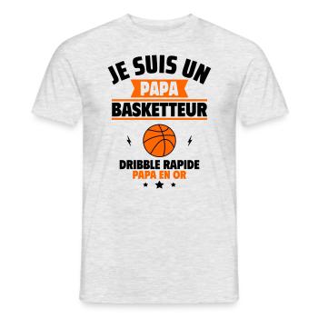 Cadeau fête des pères : Papa basketteur, en or - T-shirt homme - gris chiné - Devant - AI Model Male 178 dark (178cm)