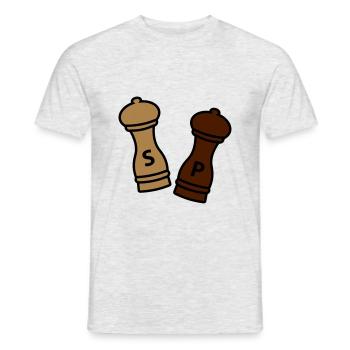 Salz und Pfeffer / Geschenkidee Hobbykoch / Gewürz - Männer T-Shirt - Grau meliert - Vorne - AI Model Male 178 dark (178cm)