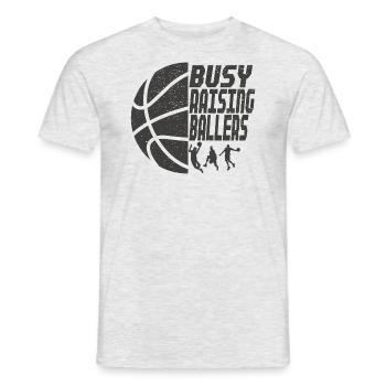 Basketball Papa Busy Raising Ballers Geschenkidee - Männer T-Shirt - Grau meliert - Vorne - AI Model Male 178 dark (178cm)