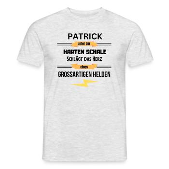 Patrick harte Schale eines Großartigen Helden - Männer T-Shirt - Grau meliert - Vorne - AI Model Male 178 dark (178cm)