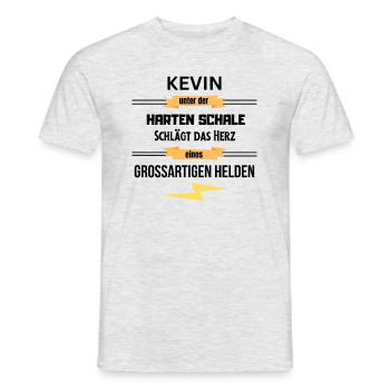 Kevin unter harte Schale eines Großartigen Helden - Männer T-Shirt - Grau meliert - Vorne - AI Model Male 178 dark (178cm)