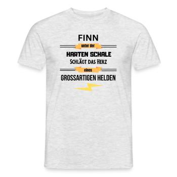 Finn unter harte Schale eines Großartigen Helden - Männer T-Shirt - Grau meliert - Vorne - AI Model Male 178 dark (178cm)