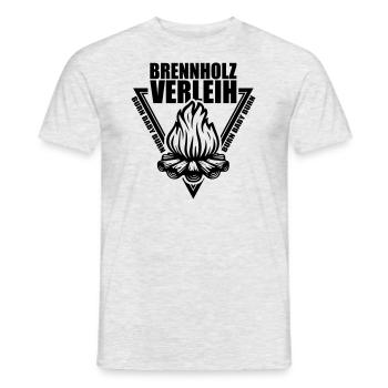 Brennholz Verleih | Farbe änderbar - Männer T-Shirt - Grau meliert - Vorne - AI Model Male 178 dark (178cm)