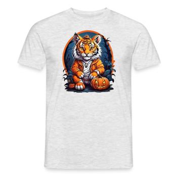 Halloween Tiger Blankovorlage 1.0 - Männer T-Shirt - Grau meliert - Vorne - AI Model Male 178 dark (178cm)