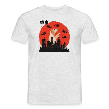 Labradorzilla Dackel in Tokyo - Männer T-Shirt - Grau meliert - Vorne - AI Model Male 178 dark (178cm)
