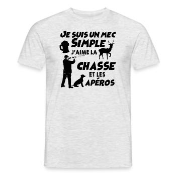 Chasse et apéro Le Plaisir Du Chasseur Sympa - T-shirt homme - gris chiné - Devant - AI Model Male 178 dark (178cm)