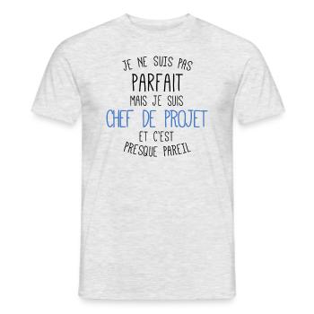 pas parfait mais chef de projet - T-shirt homme - gris chiné - Devant - AI Model Male 178 dark (178cm)