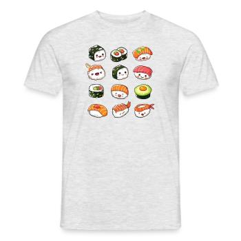Kawaii Sushi Japan - Männer T-Shirt - Grau meliert - Vorne - AI Model Male 178 dark (178cm)
