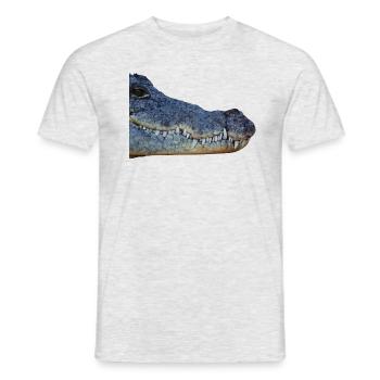 Krokodil, Kopf, Reptil, - Männer T-Shirt - Grau meliert - Vorne - AI Model Male 178 dark (178cm)