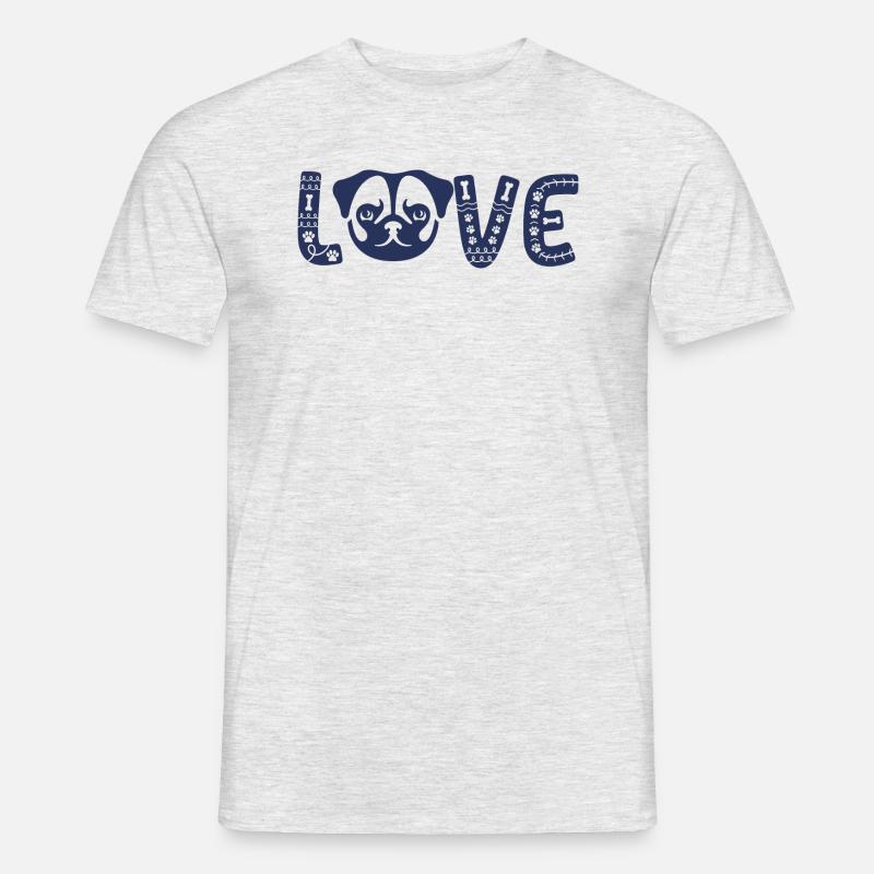 Love Mops HundehalterHundebesitzer Geschenkidee - Männer T-Shirt - Grau meliert