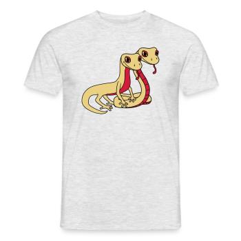 paar 2 freunde team paerchen liebe gesicht schlang - Männer T-Shirt - Grau meliert - Vorne - AI Model Male 178 dark (178cm)