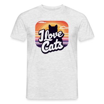 I love cats - Men's T-Shirt - heather grey - Front - AI Model Male 178 dark (178cm)