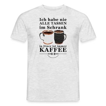 Verrückt nach Kaffee - nie alle Tassen im Schrank - Männer T-Shirt - Grau meliert - Vorne - AI Model Male 178 dark (178cm)