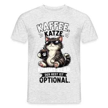 Kaffee Katze Der Rest Ist Optional Lustiger Spruch - Männer T-Shirt - Grau meliert - Vorne - AI Model Male 178 dark (178cm)